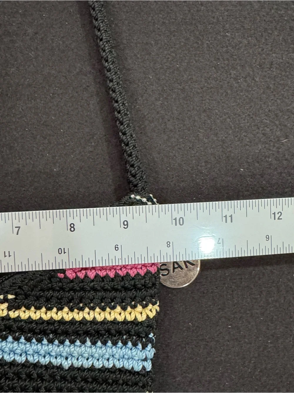 The Sak Black Crochet Crossbody with Multicolor Stripes